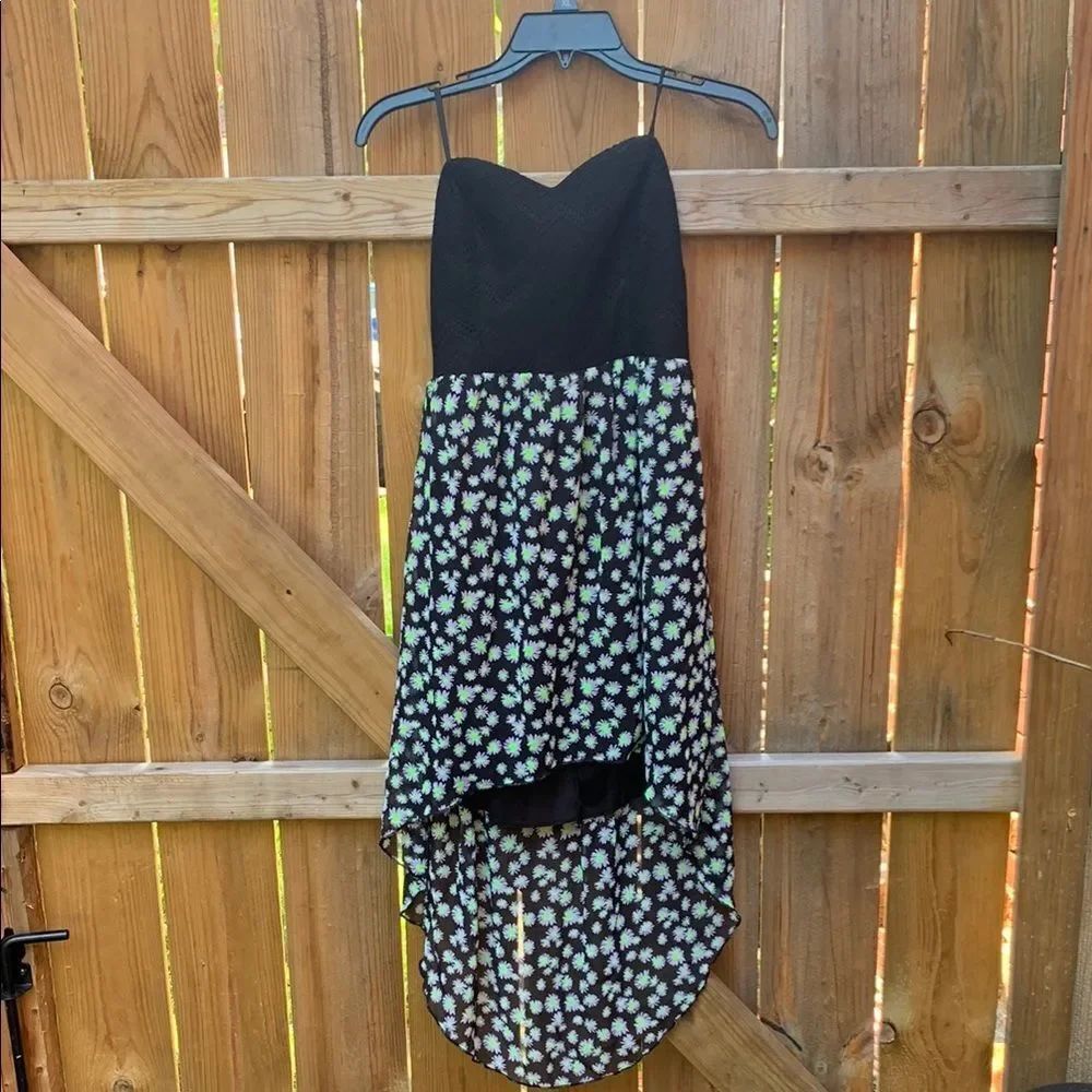Deb Black and Green Floral High Low Dress
